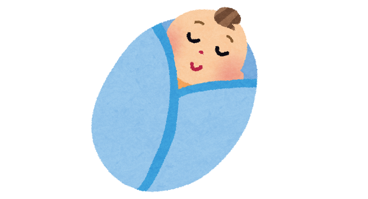 おくるみに巻かれた赤ちゃん