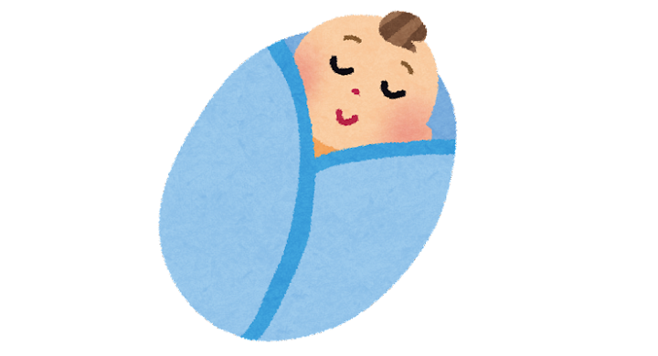 おくるみに巻かれた赤ちゃん