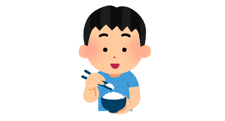 箸でご飯を食べる人