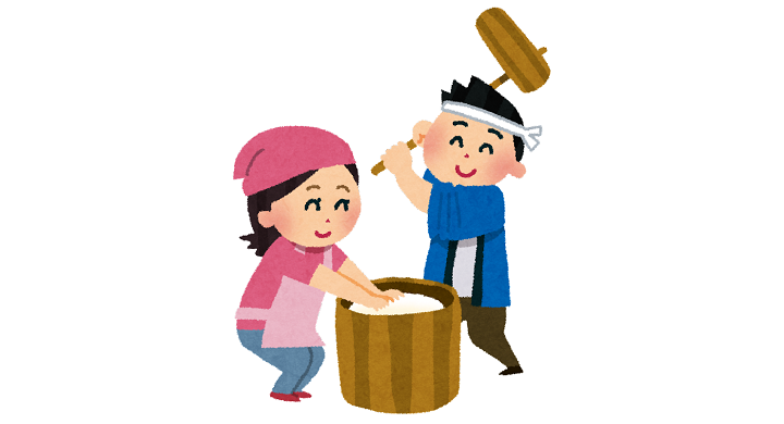 お餅つきをしている人