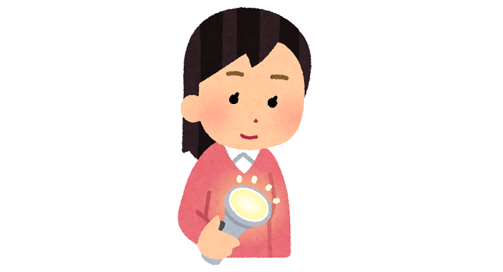 懐中電灯の確認をしている人