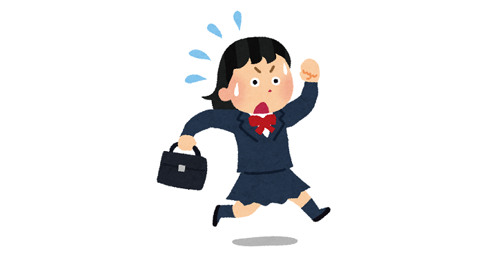 遅刻しそうな女子学生